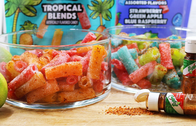 Sour Punch Candy and Tajín Recipe Kit with Sour Punch Assorted Bites and Tropical Candy Bites 