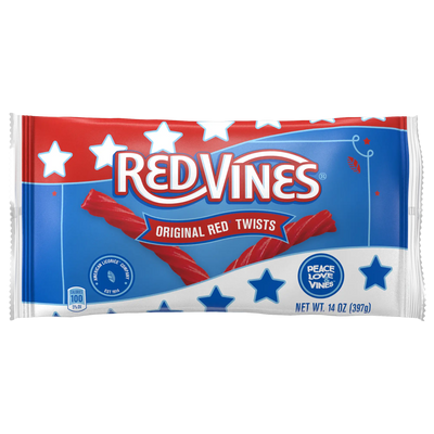 Front of Red Vines Americana Original Red Licorice 14oz summer candy bag