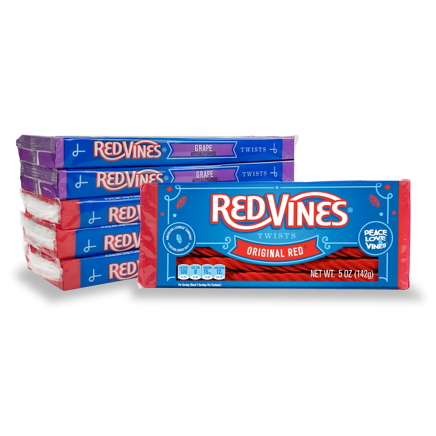 Red Vines Variety pack of 4 Original Red Trays and 2 Grape Trays