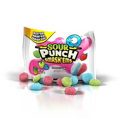 Sour Punch Smash'ems 2oz Pouch with candy in front