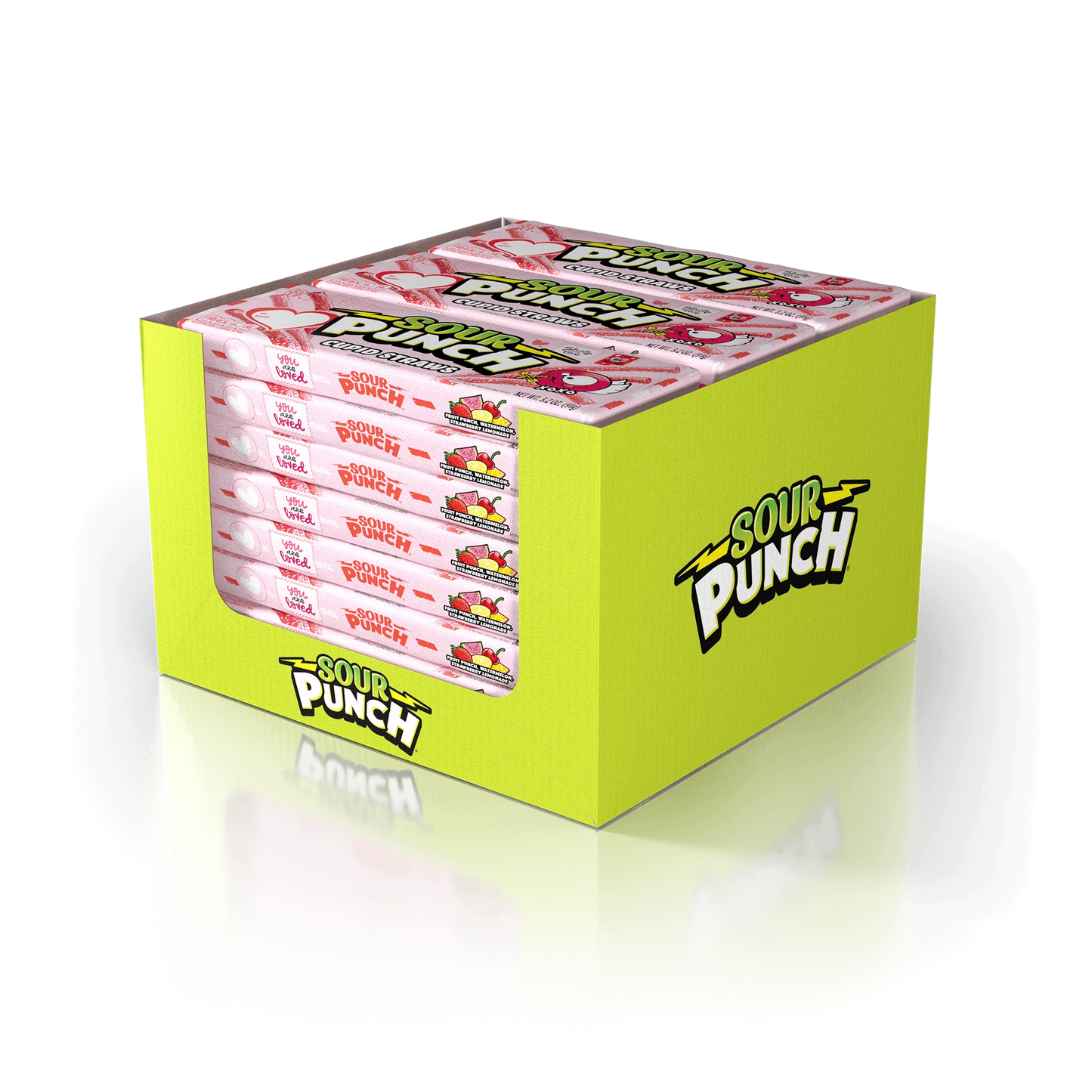 24 pack of SOUR PUNCH Cupid Straws valentine candy tray