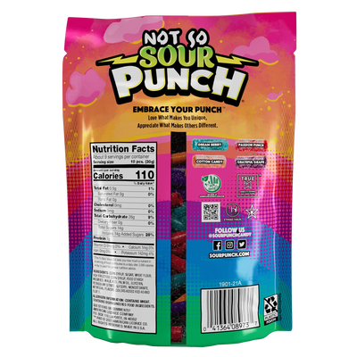 Back of Sour Punch Sweet (not sour) Bites Assorted Candy 9oz bag