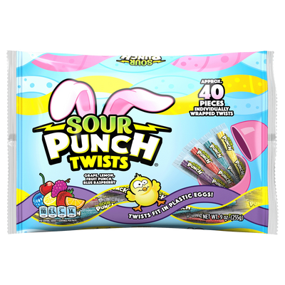 SOUR PUNCH Individually Wrapped Easter Candy Twists front of 9oz bag
