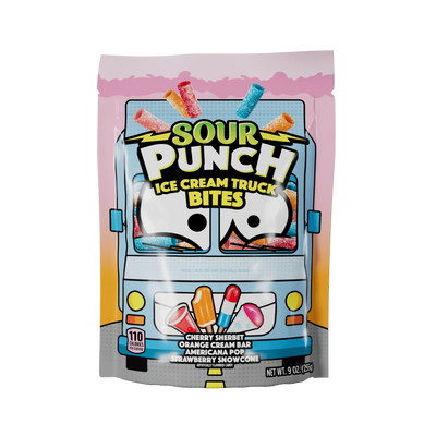 Front of Sour Punch Ice Cream Truck Bites 9oz Bag