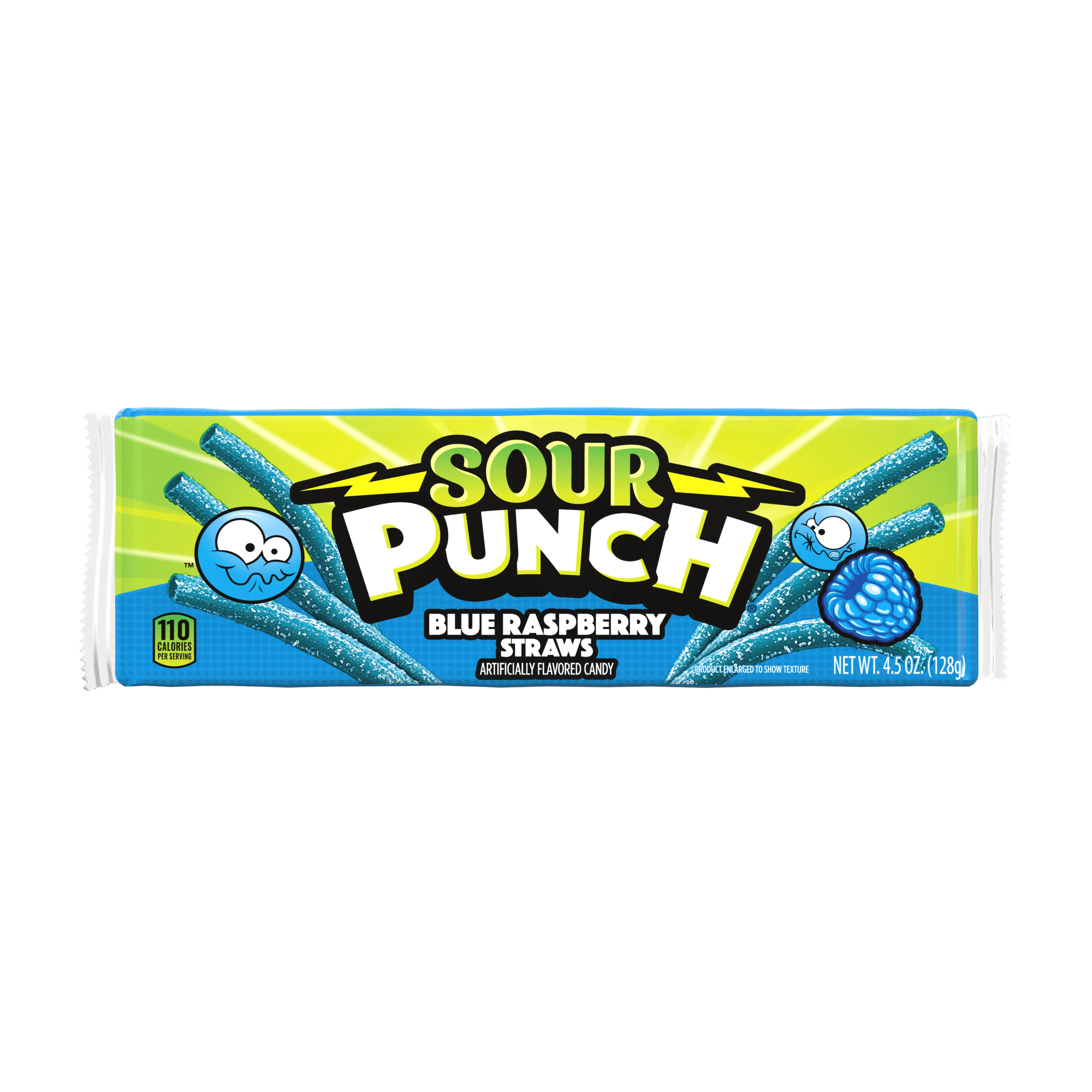 Front of Sour Punch Blue Raspberry Straws Candy