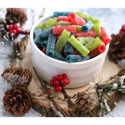 SOUR PUNCH Assorted Sour Candy Bites in a festive bowl