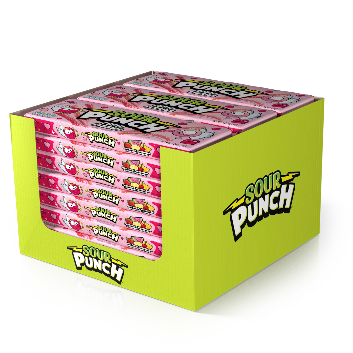 24 pack of SOUR PUNCH Cupid Straws valentine candy tray
