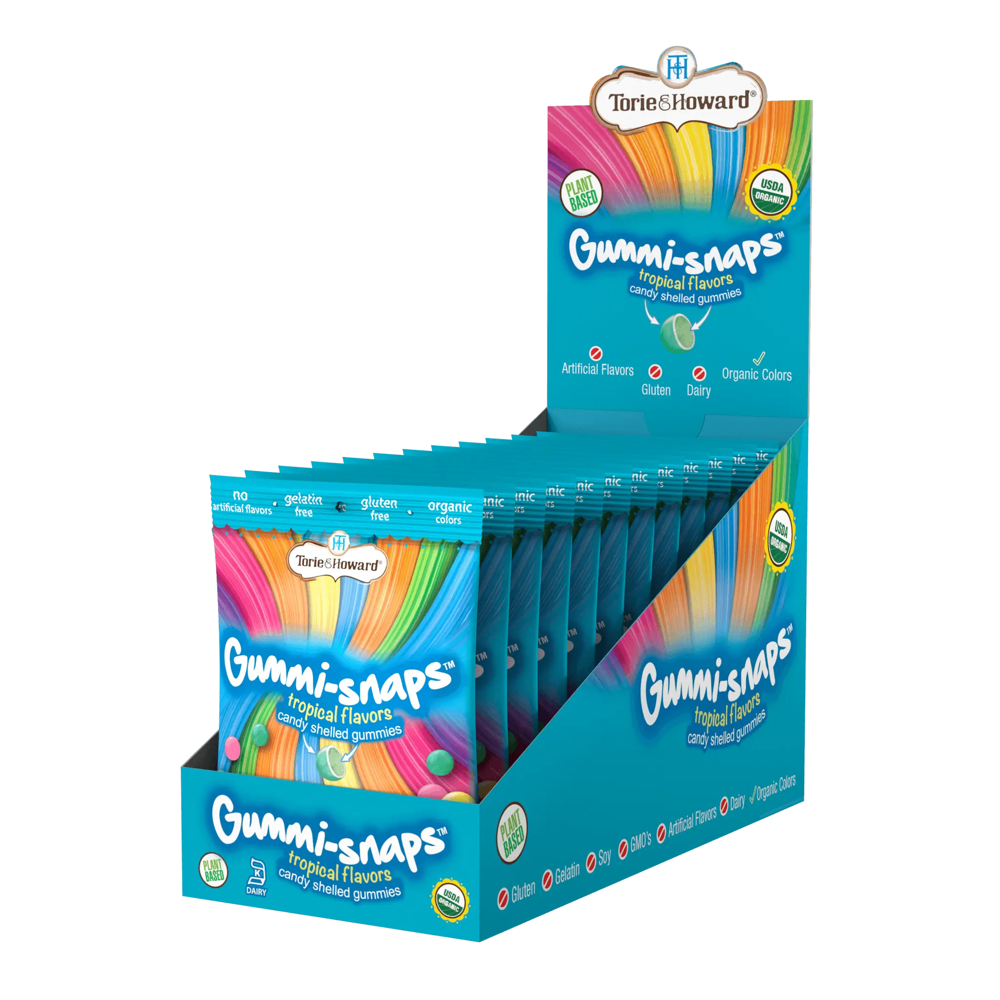 12 pack of Torie & Howard Gummi-Snaps Tropical Flavors candy shelled gummies Bag