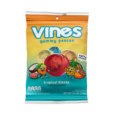 Front of Vines Tropical Gummies 6.3oz Bag