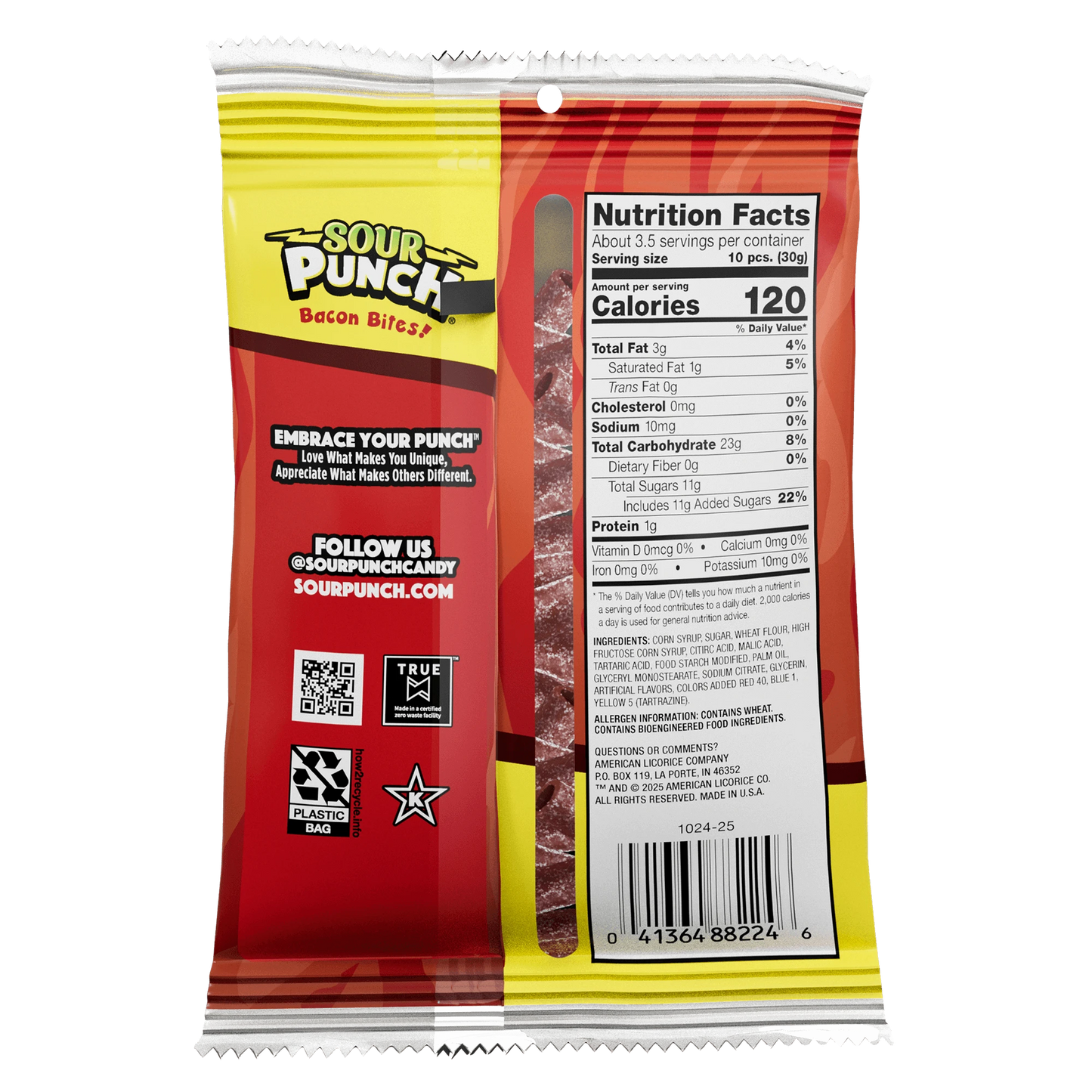 Back of Sour Punch Bacon Bites bag