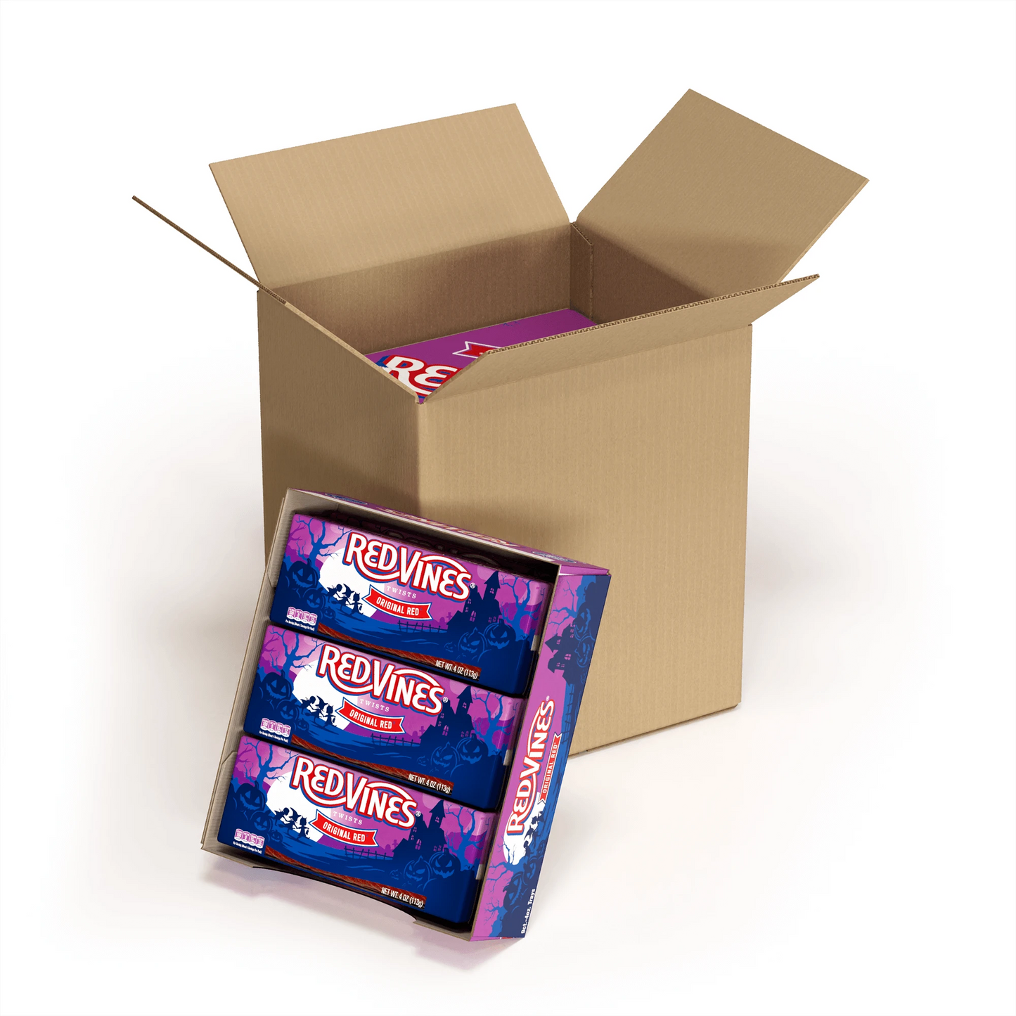 36-pack of RED VINES Halloween Licorice Candy 4oz Trays (four 9-pack caddies)