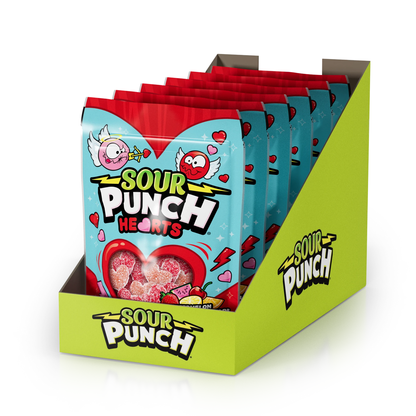 6 pack of Sour Punch Hearts Valentine's Day Candy 9oz Bags