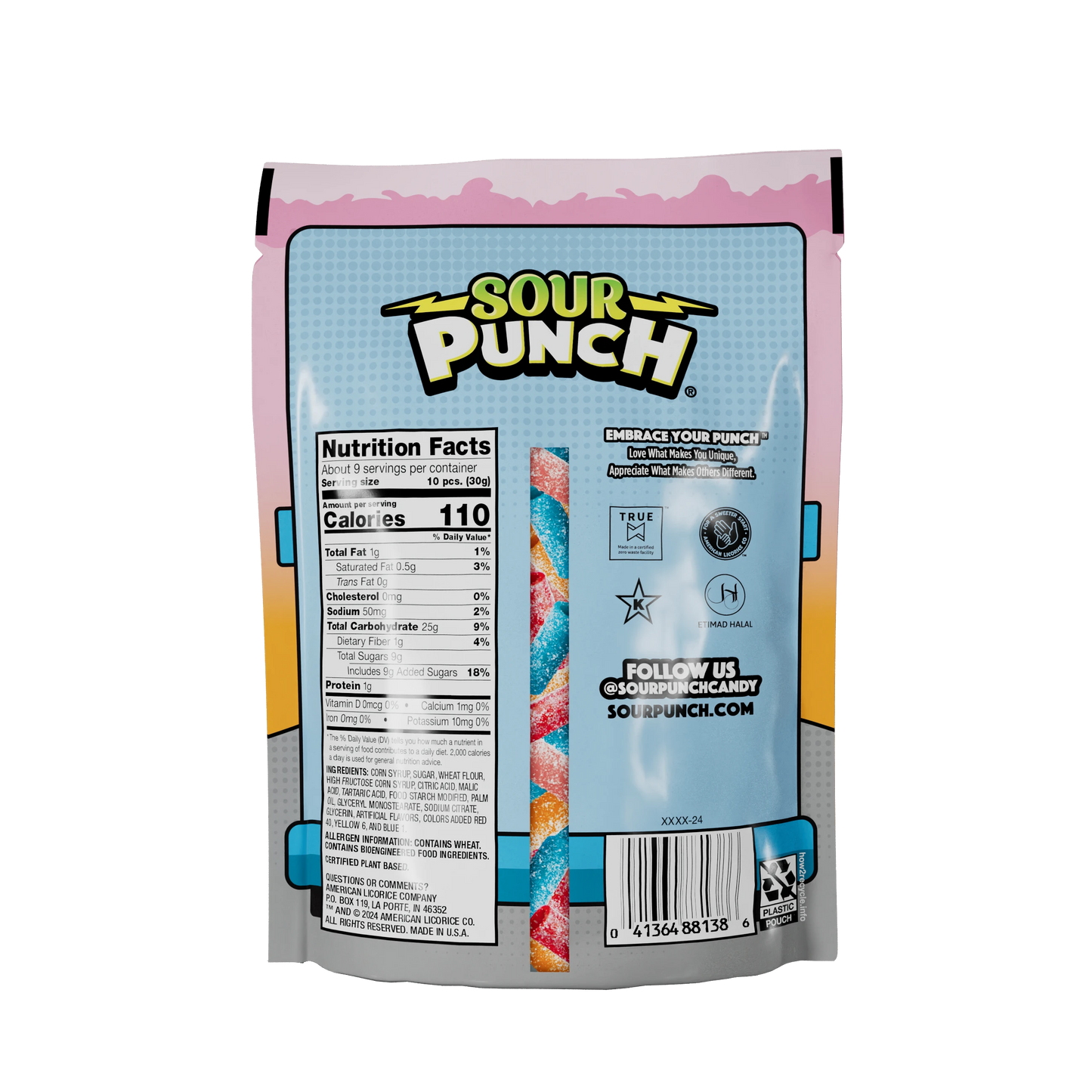Back of Sour Punch Ice Cream Truck Bites 9oz Bag