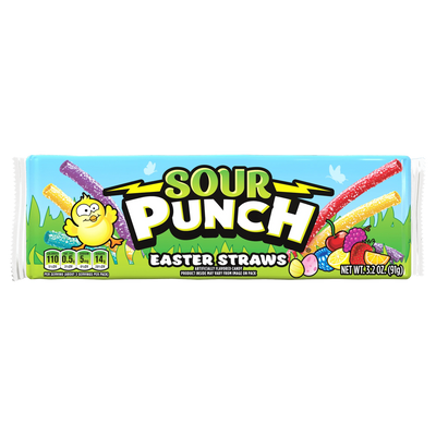 SOUR PUNCH Easter Candy Straws front of candy tray