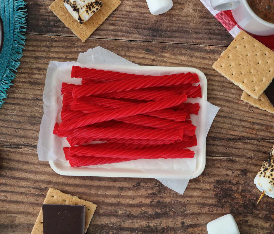 Red Vines Strawberry Licorice Twists, Sugar Free, alongside s'mores supplies