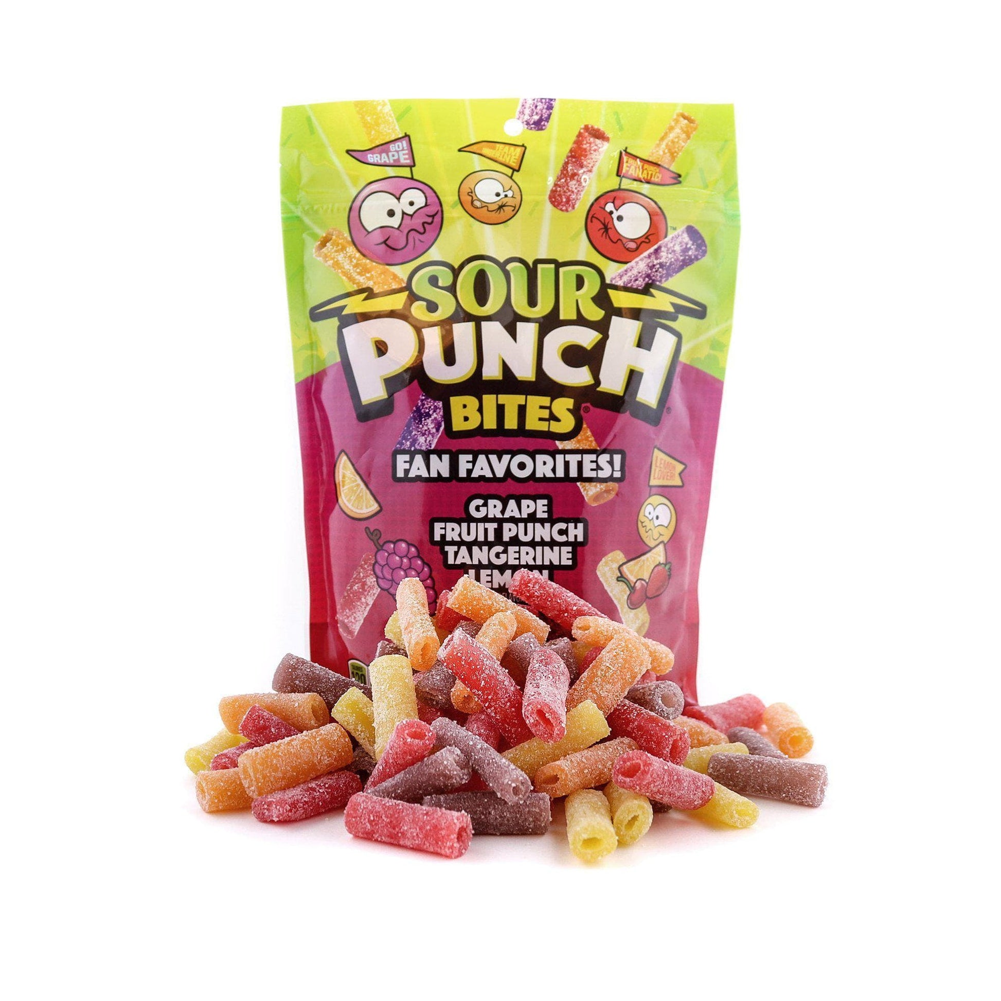 Sour Punch Bites Fan Favorites Candy - Chewy Candy Favorites - Fruit Punch Candy, Tangerine Candy, Grape Candy, Lemon Candy