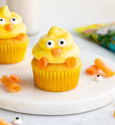 Easter Chick Cupcakes Recipe with Sour Punch Tropical Candy Bites