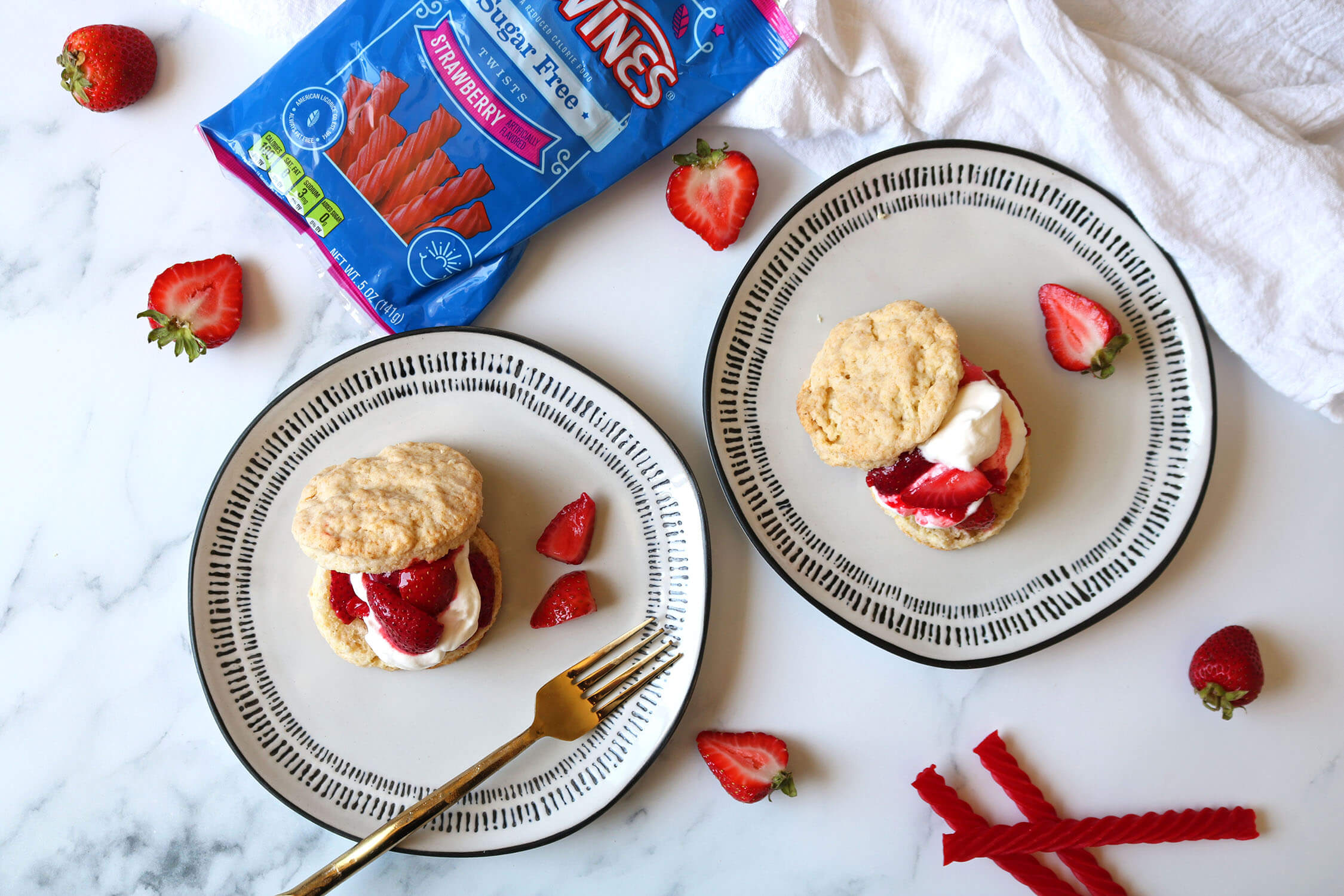 Low Sugar Strawberry Shortcakes made with Red Vines Sugar Free Strawberry Licorice