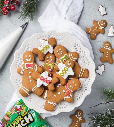 Sour Punch Gingerbread Cookies with Sour Punch Merry Mix Bites Holiday Candy