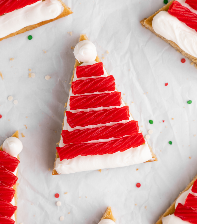 Santa Hat Blondies Easy Holiday Desserts featuring Red Vines Original Red Licorice