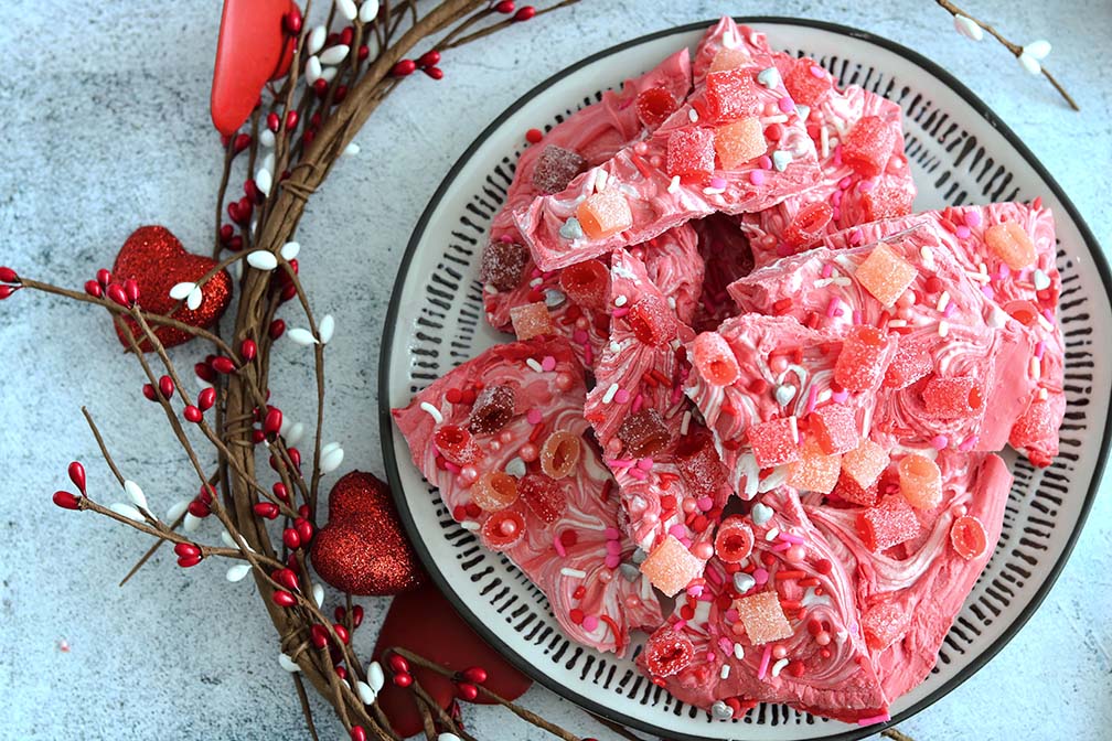 Sour Punch Valentine Bark with Sour Punch Rad Reds Bites Candy and Sour Punch Chewy Candy Hearts