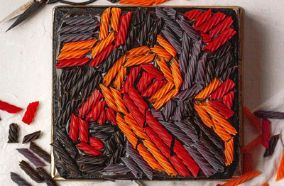 Dark Chocolate Sheet Cake Recipe with Red Vines Licorice Twist candy