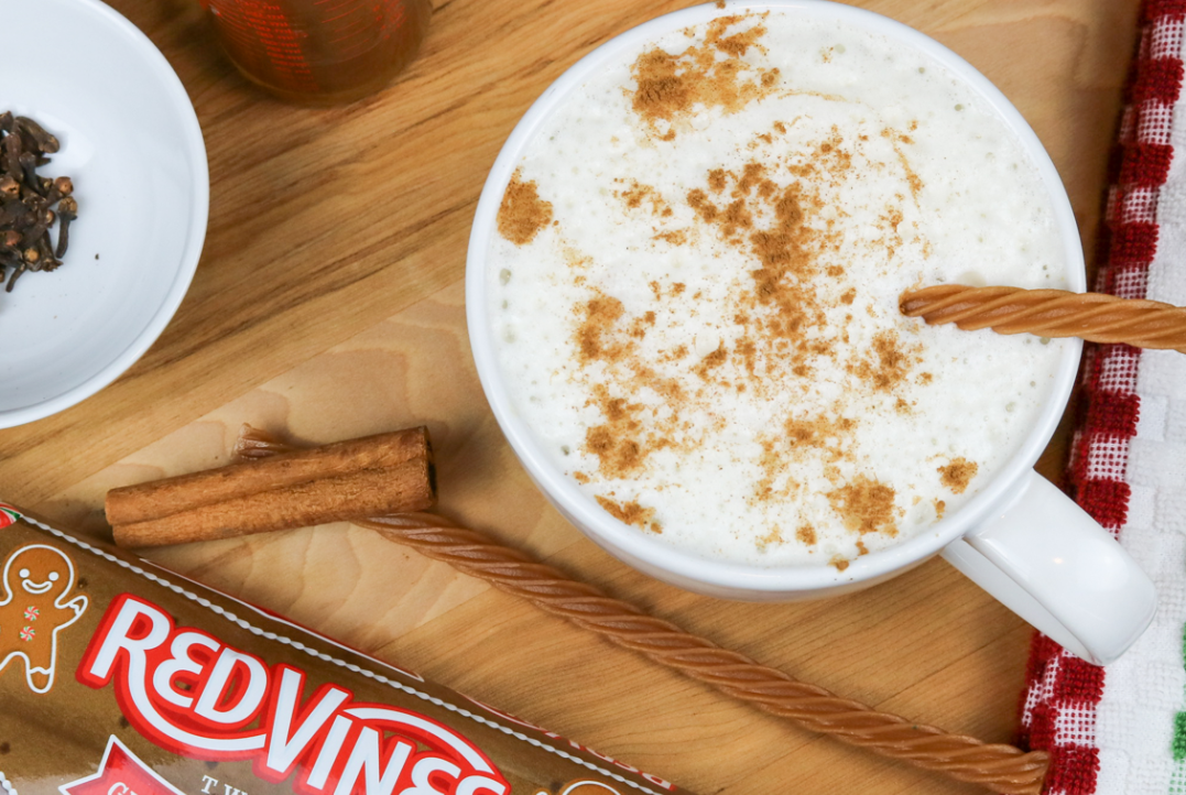 Gingerbread Latte Recipe with real cinnamon and Red Vines Gingerbread Twists holiday candy