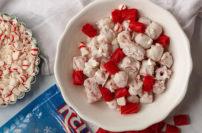 Red Vines White Chocolate Peppermint Bites Holiday Treat with Red Vines Red Licorice