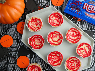 Spider Web Mini Cheesecakes Recipe with Red Vines Licorice Twists