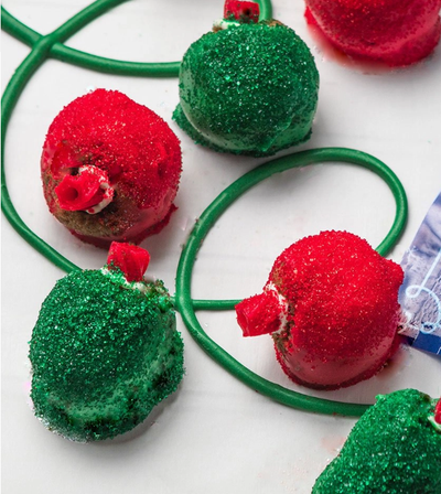 Red Vines String Light Cake Pops Holiday Dessert Recipe