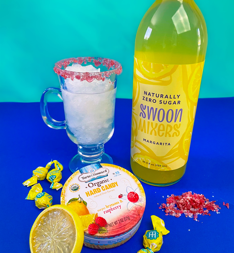 Margarita materials and Torie & Howard Meyer Lemon & Raspberry Hard Candy