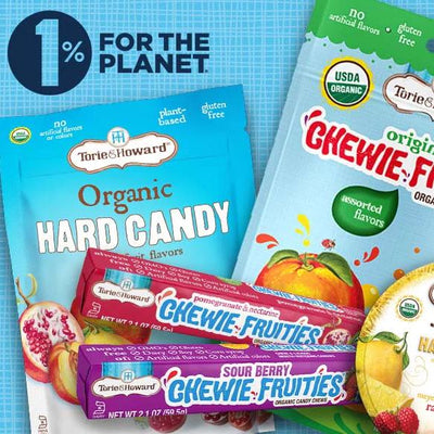 Assortment of fruity candy and gluten free candies from the Torie & Howard Organic Candy brand