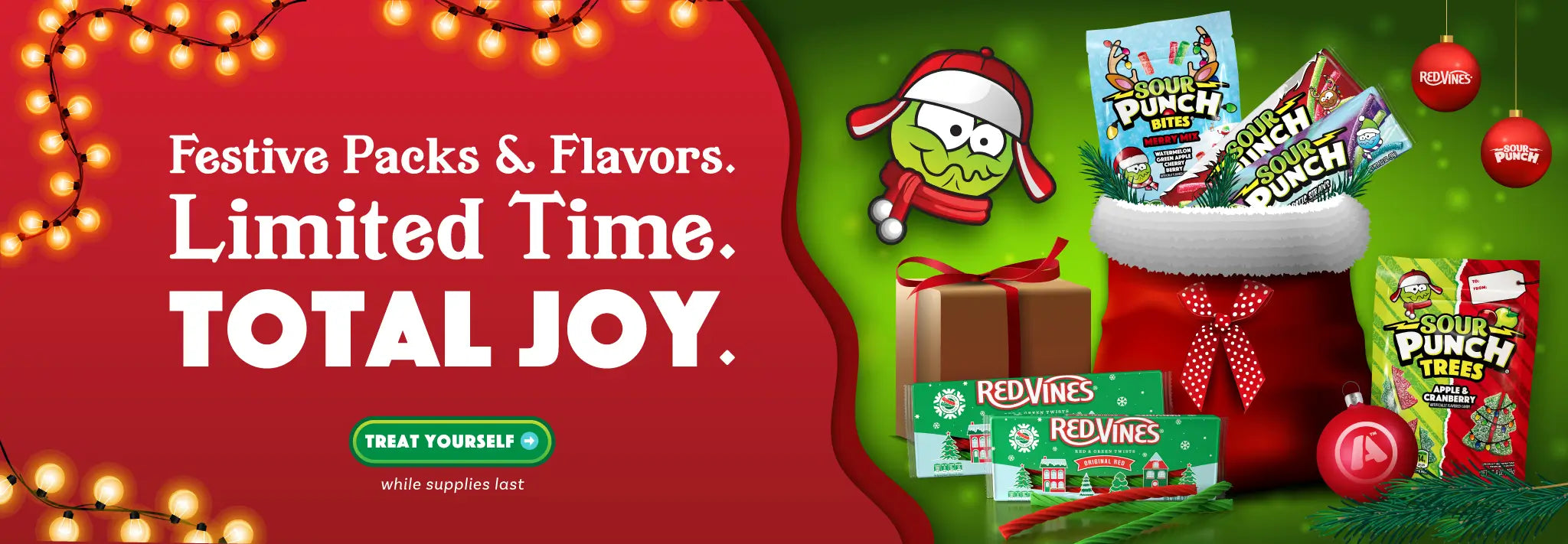 Festive Packs & Flavors. Limited Time. Total Joy. Treat Yourself to Red Vines and Sour Punch Christmas Candy, while supplies last >>>