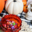 TORIE & HOWARD Chewie Fruities Organic Halloween Candy with pumpkins and plastic Halloween spiders
