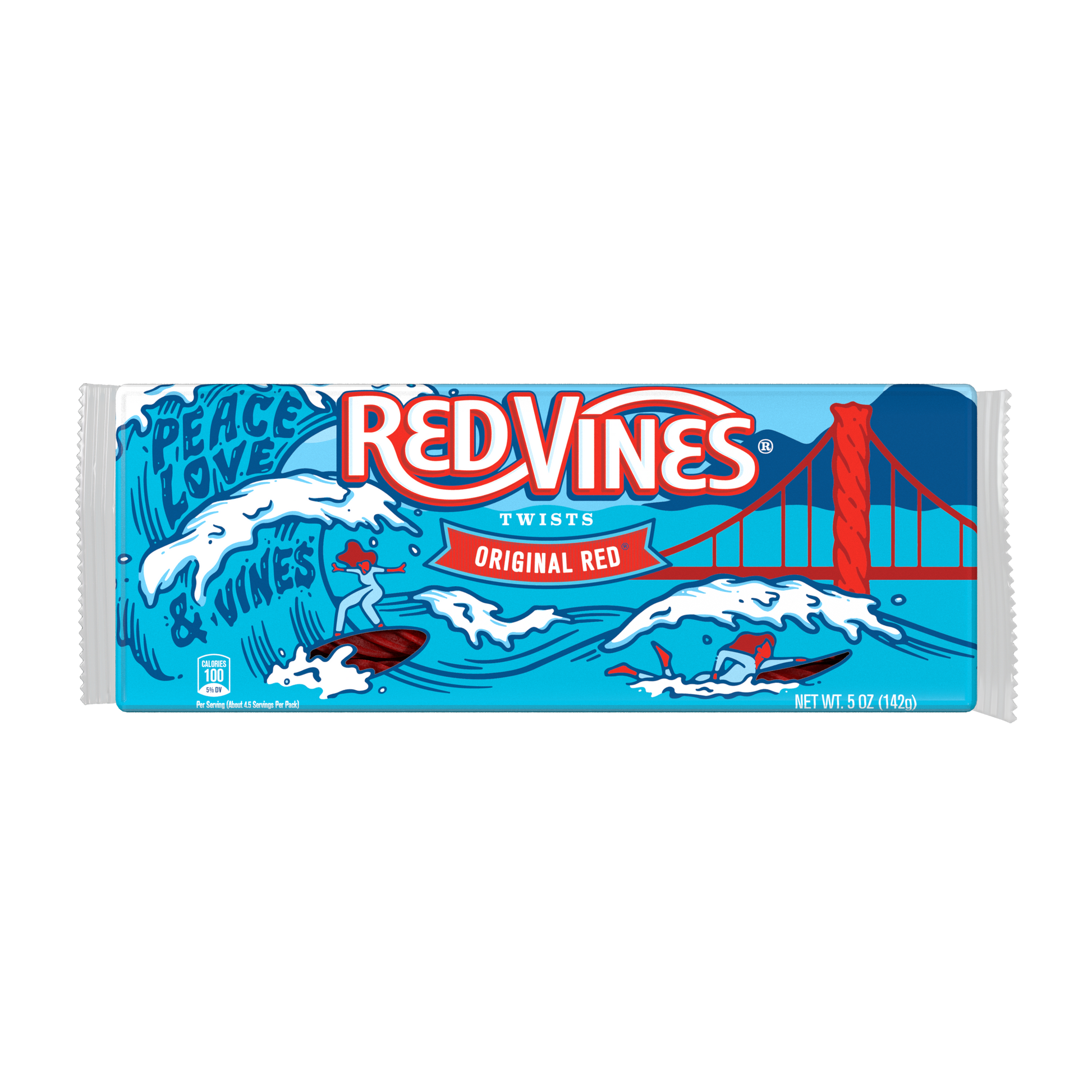 Front of Red Vines Peace, Love & Vines Twists 5oz summer candy tray
