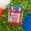 Red Vines Original Red Licorice Candy Twists 3.5lb Jar in limited-edition football graphics next to pompoms on a football field
