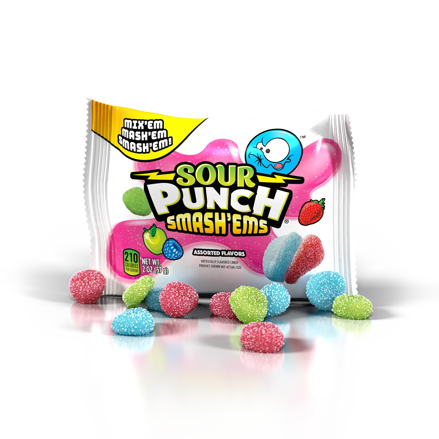 Sour Punch Smash'ems 2oz Pouch with candy in front