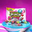 Sour Punch Smash'ems 2oz Pouch on a light blue platform with hot pink background