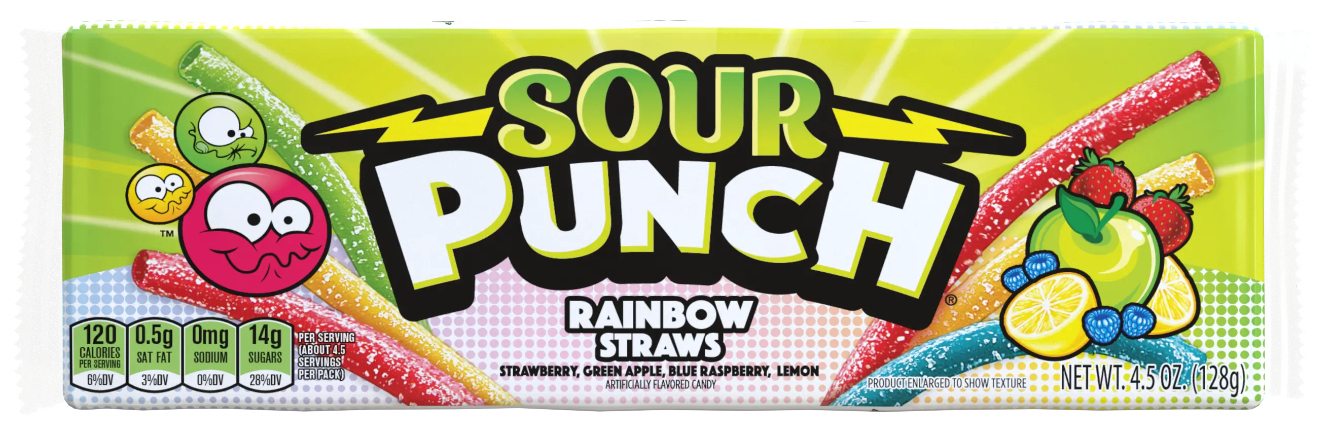 Front of a Sour Punch Rainbow Tray Package