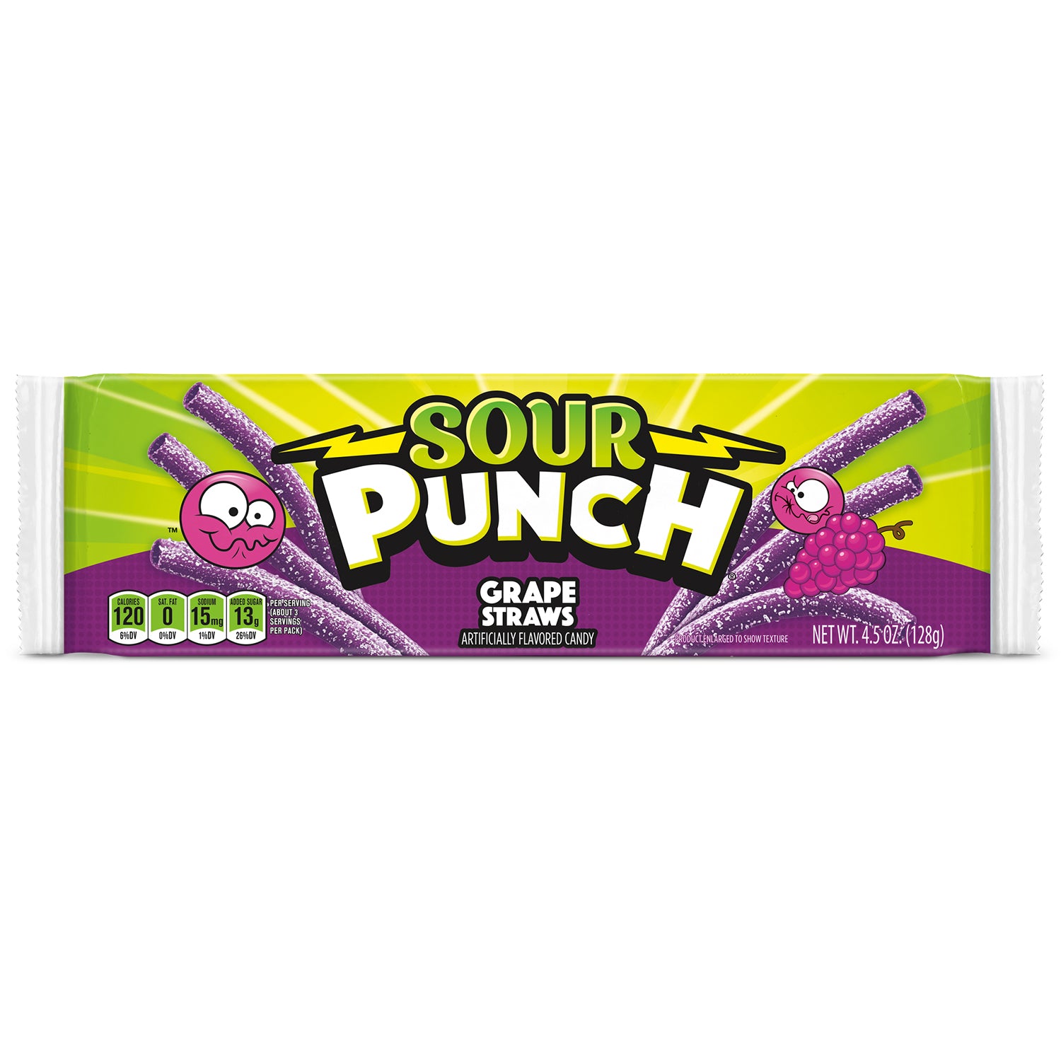 Sour Punch Grape Candy Straws Front of Package - Sour Punch Grape Straws