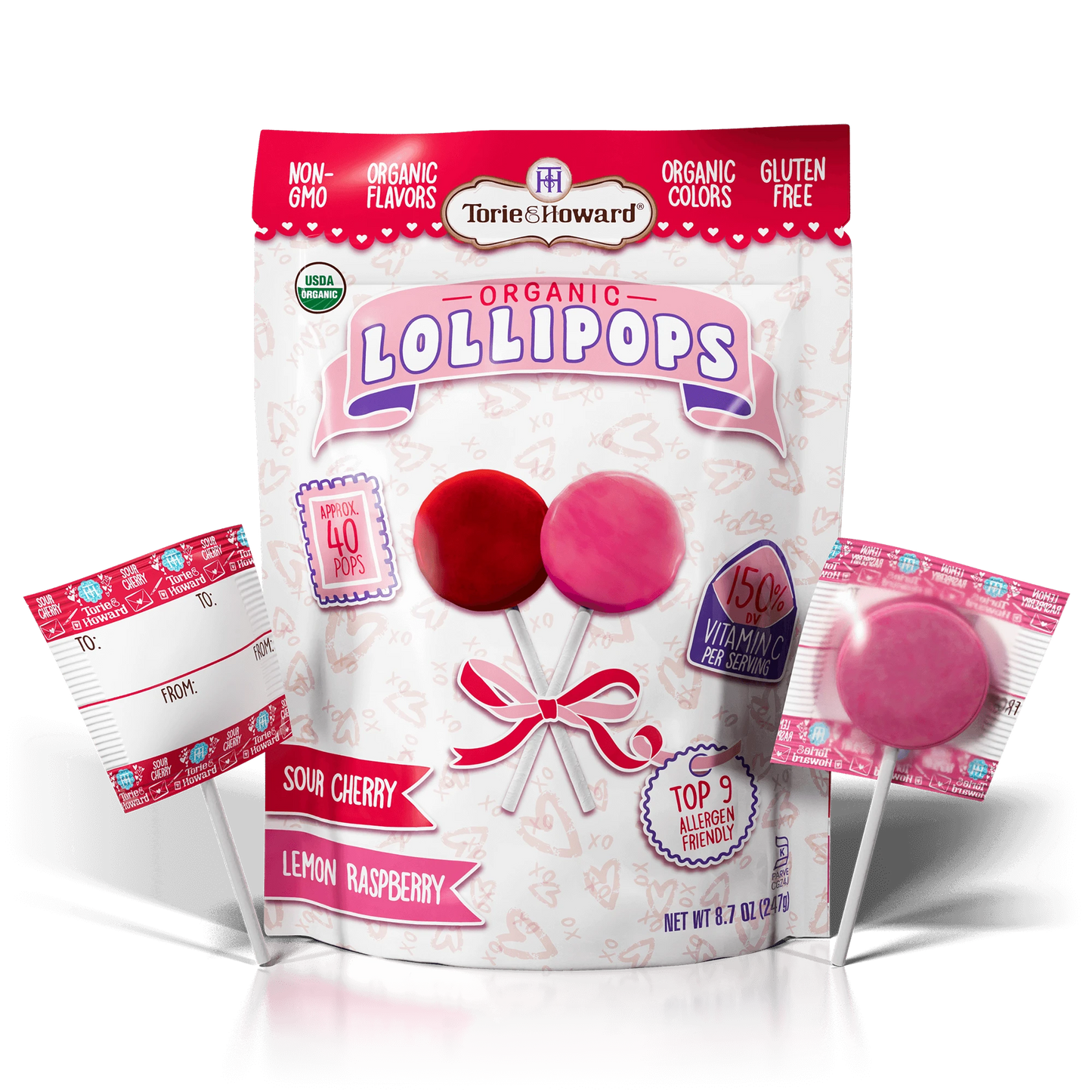 Torie & Howard Valentine's Lollipops, 8.7oz Bag (40 pieces Torie & Howard Valentine's Lollipops, 8.7oz Bag (40 pieces