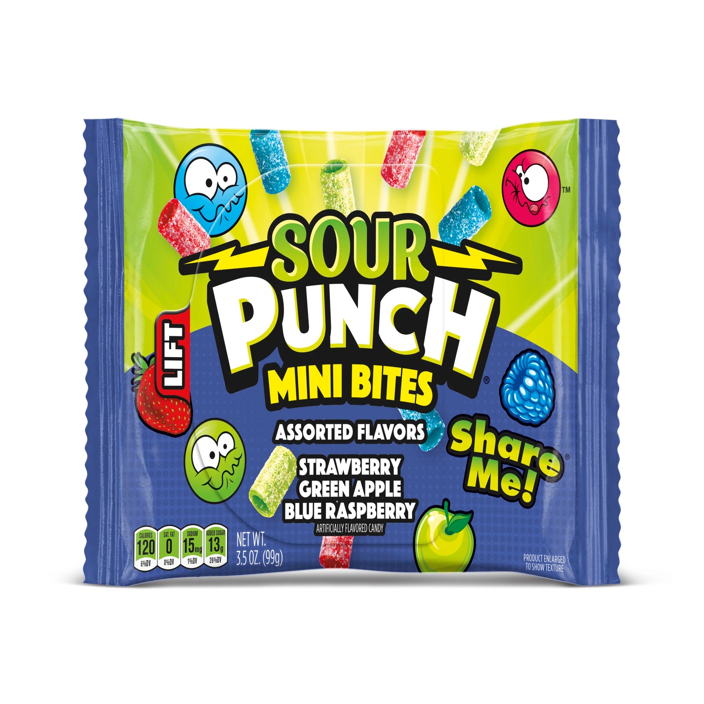 Sour Punch Mini Bites - Share Size Mini Bites in 12 Count Caddy -  Fruit Chews Mini Bites