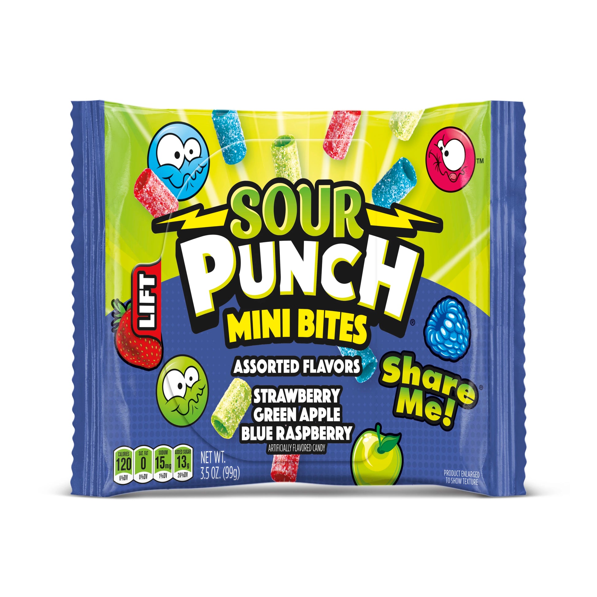 Sour Punch Mini Bites - Share Size Mini Bites in 12 Count Caddy -  Fruit Chews Mini Bites