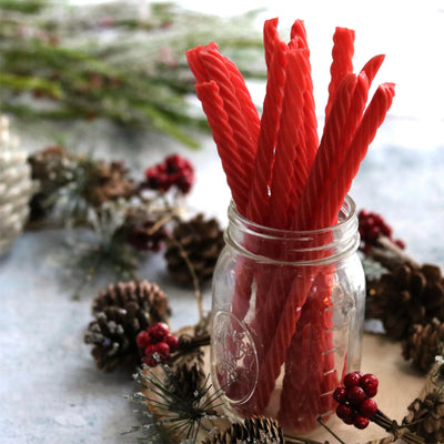 RED VINES Sugar Free Strawberry Licorice Twists in a festive jar