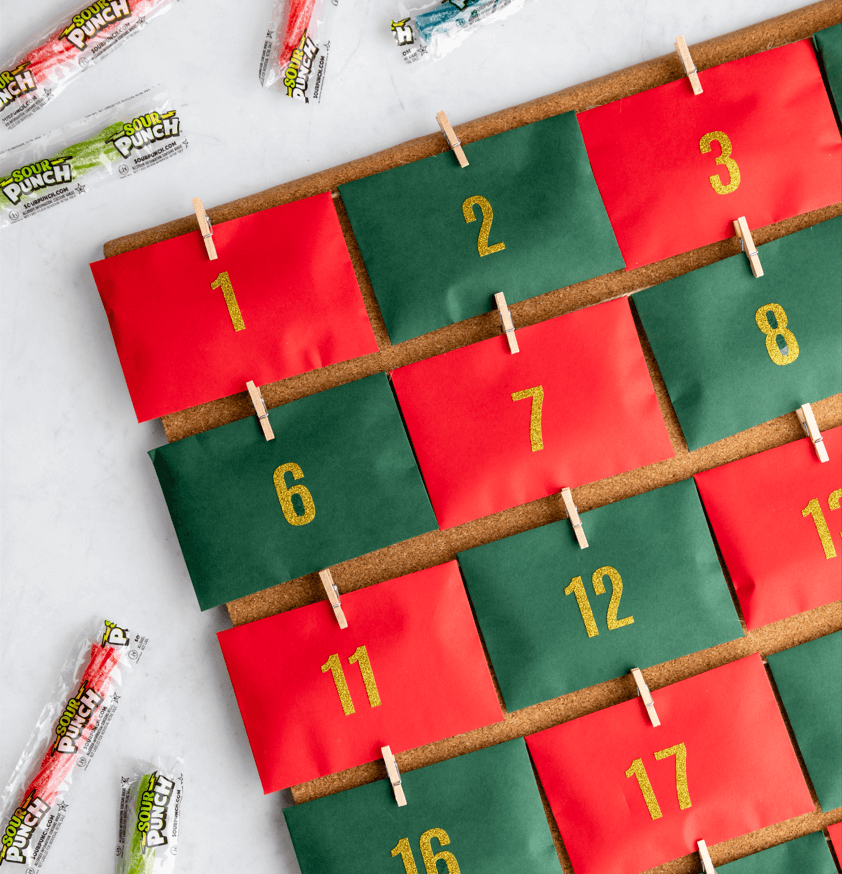 Simple Advent Calendar with paper and Sour Punch