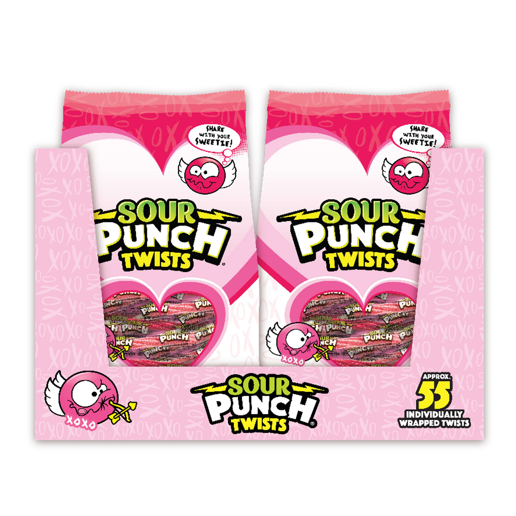 12 pack of Sour Punch Valentines Individually Wrapped Twists 13oz Bags
