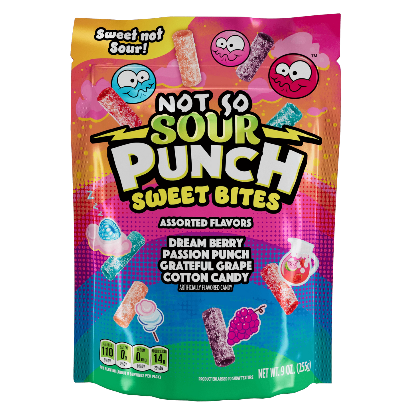 Front of Sour Punch Sweet (not sour) Bites Assorted Candy 9oz bag