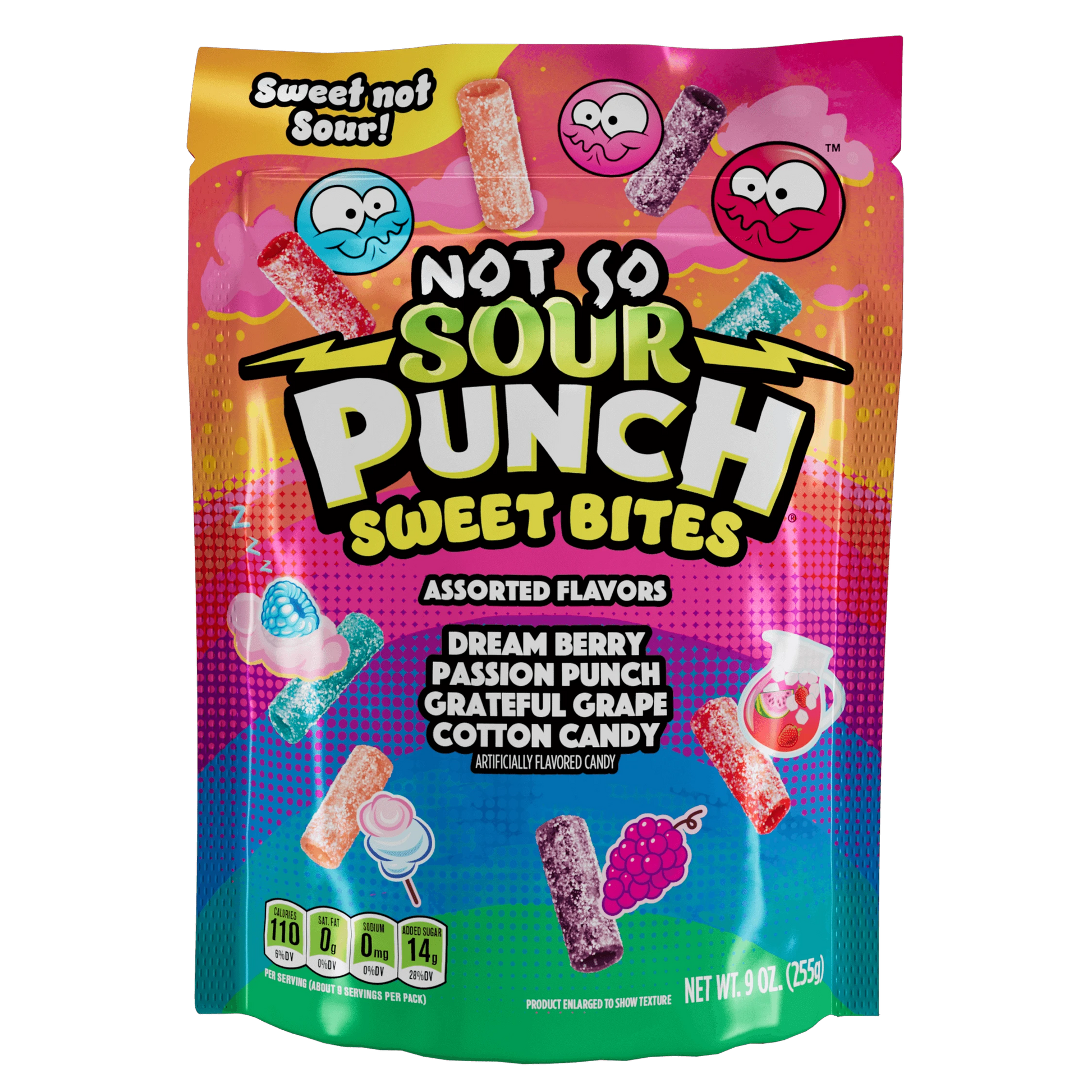 Front of Sour Punch Sweet (not sour) Bites Assorted Candy 9oz bag