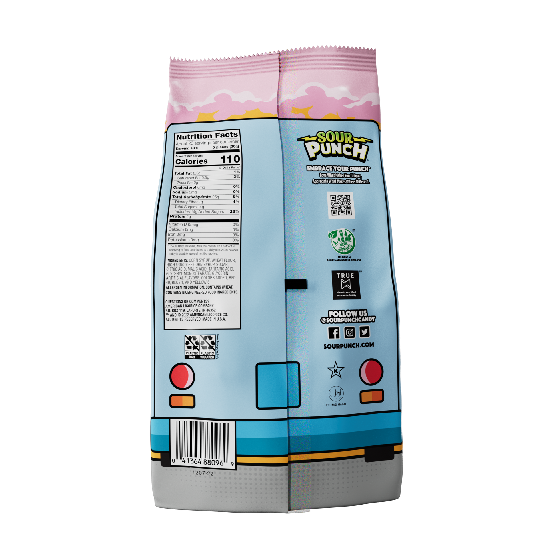 Back of SOUR PUNCH Ice Cream Truck Twists Candy 24.5oz bag