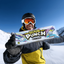 Snowboarder on a mountain holding Sour Punch Arctic Straws